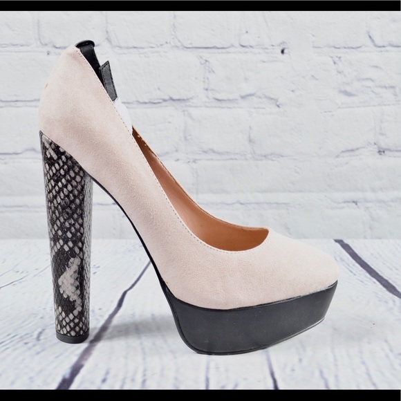 One Day Sale Kadence Suede Snake Skin Print Platform Pumps Size 8.5 - Picture 9 of 16